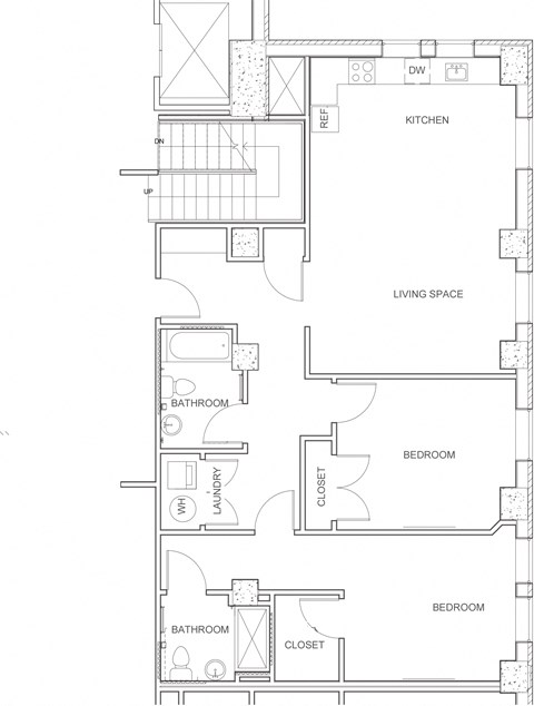 Floor plan for 2 beds, 2 baths, 1194 sqft